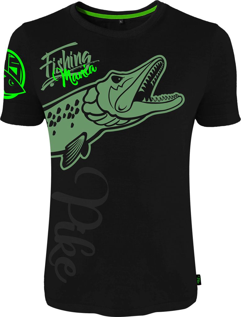 HOTSPOT DESIGN Fishing Mania Pike, XXL, schwarz-grün, T-shirt, 010000805