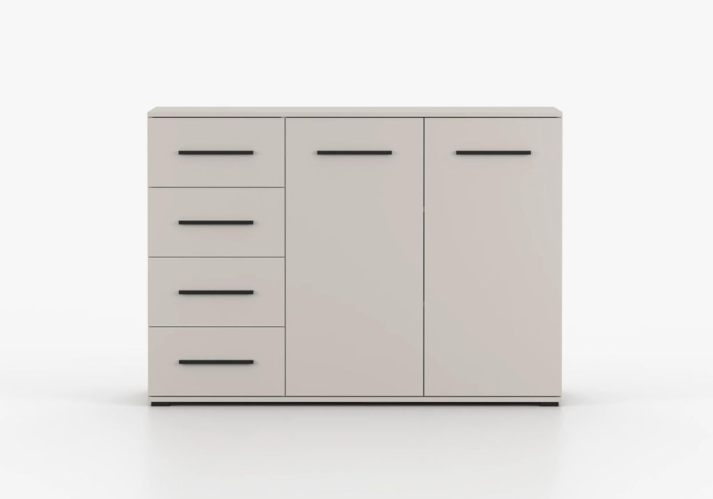 Kommode LOUI X 01 2D4S Sideboard mit 4 Schubladen und 2 Türen, Wohnzimmerschrank Schlafzimmer Flur Kaschmir