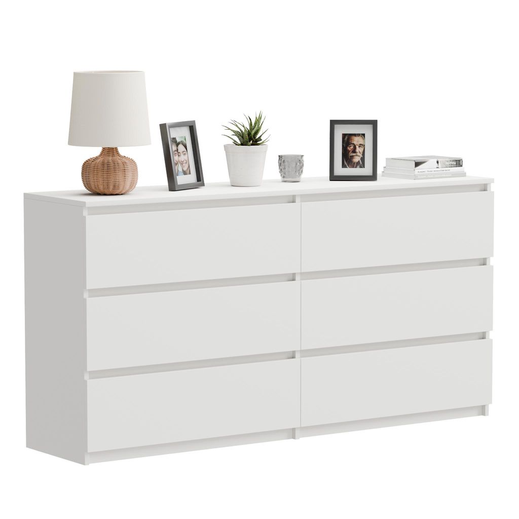 Kommode Weiss 140 Cm 6 Schubladen Modern Geräumig Für Produktbild 