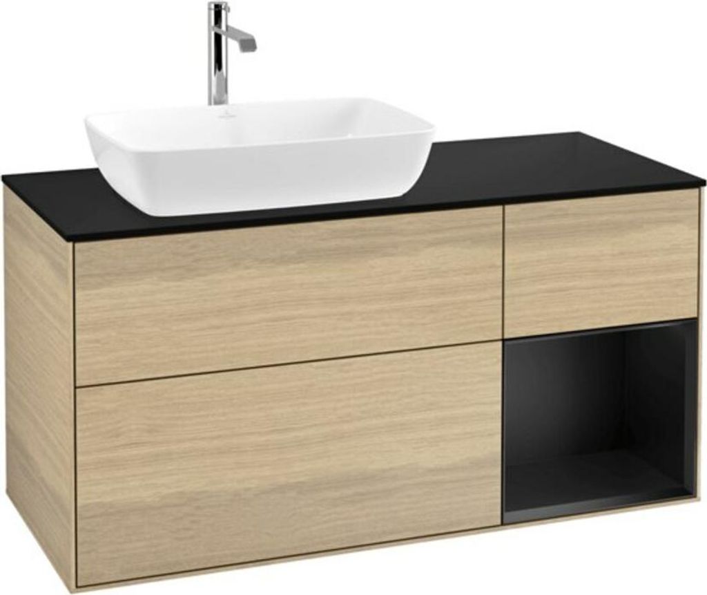 V&B Waschtischunterschrank Wandbeleuchtung Finion 120cm, Pl bla m, Reg bla m Lac, Oa ven