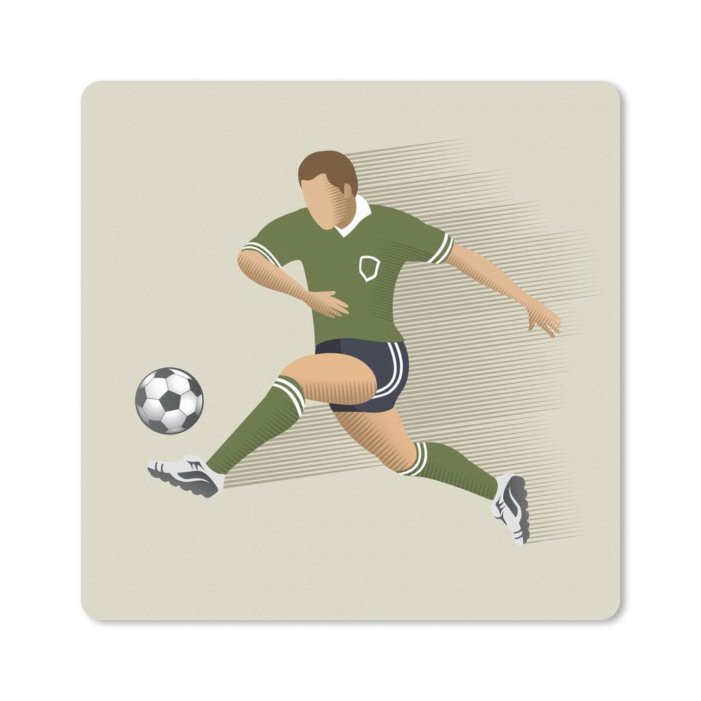 MuchoWow Mauspad Mousepad Eine Illustration einer Person, die einen Fußball schießt - Mädchen - Jungen - Kinder 30x30 cm - Mousepads - Maus Ma...