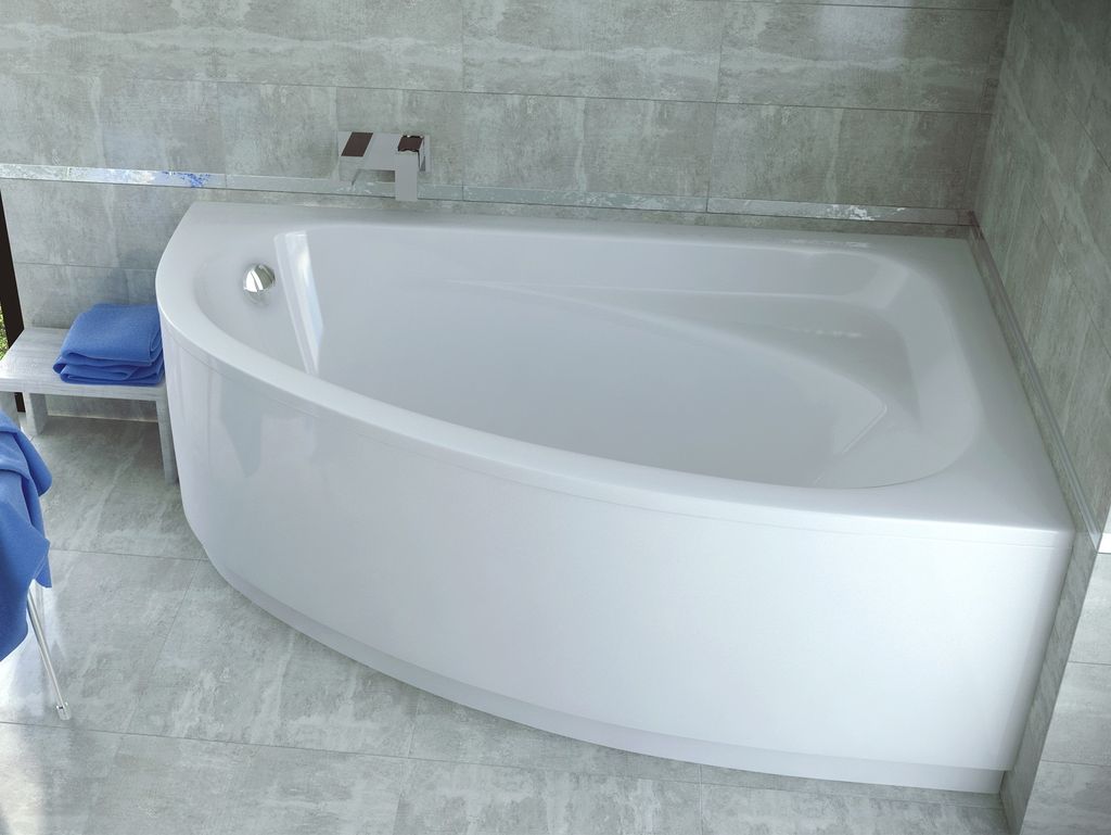 BADLAND Eckbadewanne Badewanne Cornea RECHTS 140x80 mit AcrylSchürze, Füßen und Ablaufgarnitur GRATIS