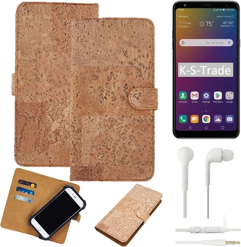 K-S-Trade Hülle kompatibel mit LG Electronics W30 Pro + in ear Kopfhörer Kork Handyhülle Cover Schutzhülle TPU Case Bumper in Hellbraun, (1x)