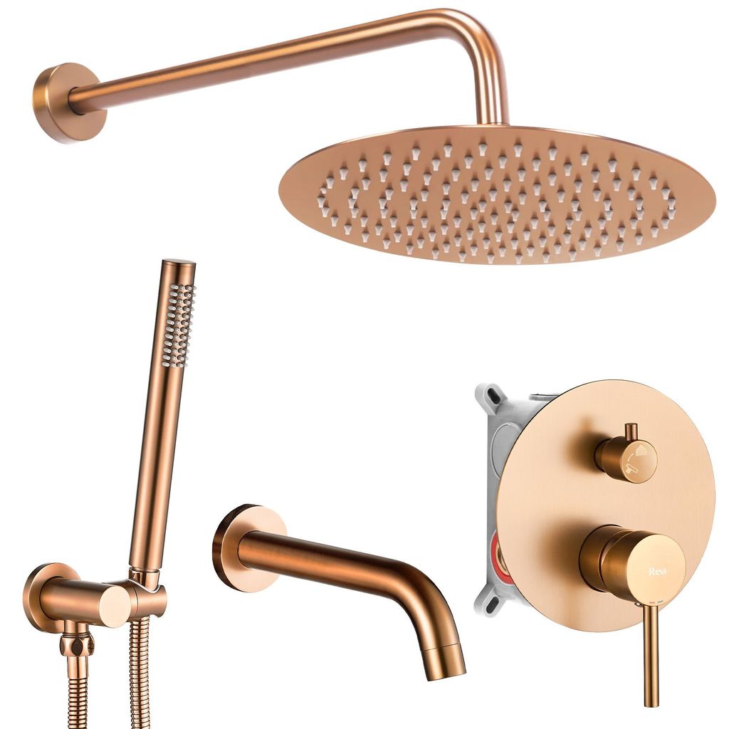 Set doccia Rea LUNGO in rame spazzolato + scatola Immagine del prodotto 
