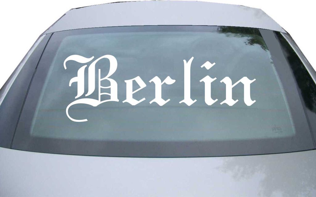 Indigos UG - Aufkleber Heckscheibe & Motorklappe DE6474 - weiß - 600x210 mm - Stadt Berlin - Auto Scheiben Fenster Heckklappe Tuning Racing JDM - ...