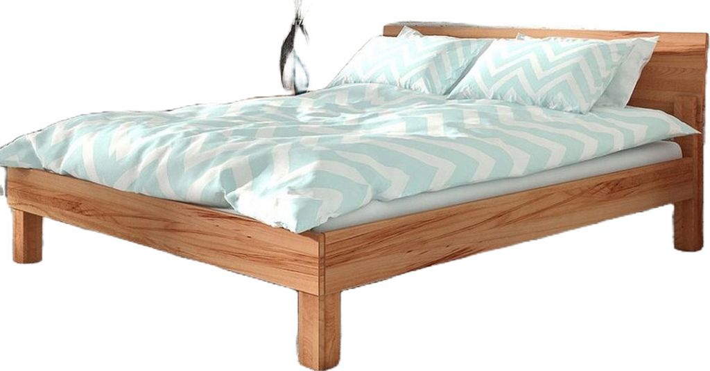 Bett Ringo 1 Sonderlänge 160x220 Kernbuche massiv Holzkopfteil und Holzbeine