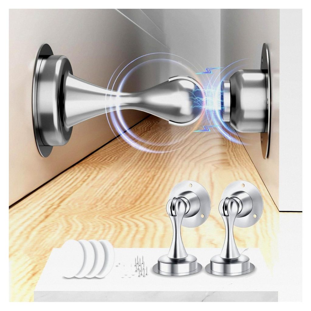 Magnetischer Türstopper – 2 Stück, Edelstahl, Modern, Wand- und Bodenmontage