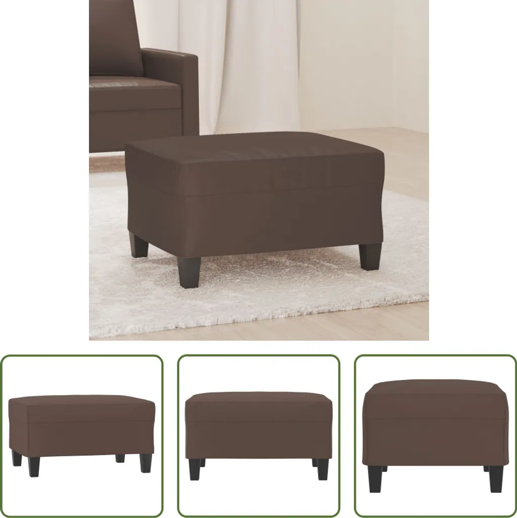 Sgabello Living Marrone in Pelle Sintetica 70x55x41 cm | Arredo Casa