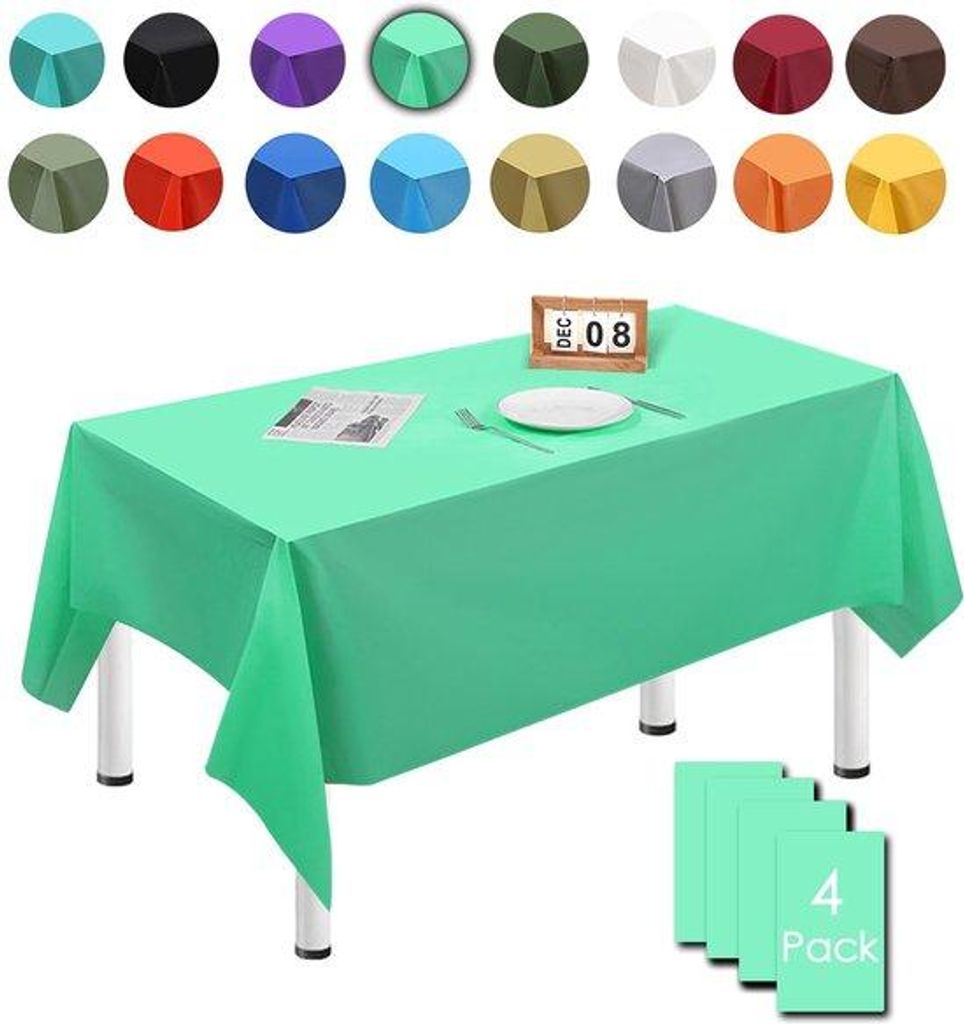 Lichtgrüne 4er Set 137cm x 274cm rechteckige wegwerptablettücher, wasserdicht, fleckbeständig für Geburtstage, Hochzeiten, Weihnachten, Kinderg...