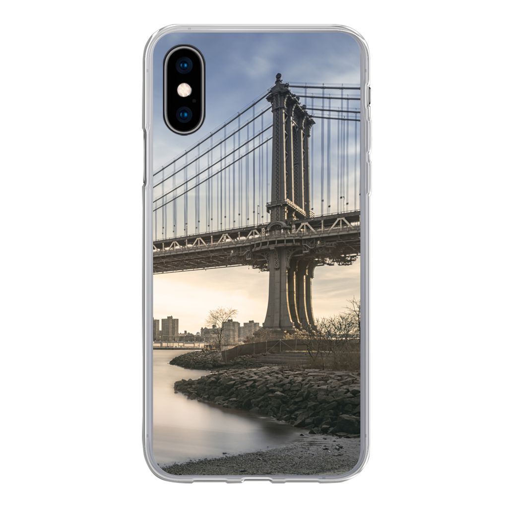 MuchoWow Handyhülle Schutzhülle Hülle für iPhone X New York - Fluss - Brücke Silikon Softcase Handy Hülle - Handyhülle