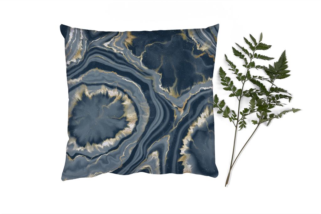 MuchoWow Zierkissen Sofakissen Wohnzimmer Dekokissen 60x60 cm Geode - Gold - Marmor - Steine - Sitzfläche - Foto Polster