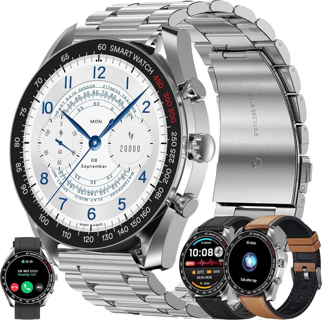 Herren-Smartwatch mit Telefonfunktion, 1,39-Zoll-Bildschirm, Fitness-Tracker, 123 Sportmodi mit Schlafüberwachung, Schrittzähler für Android iOS