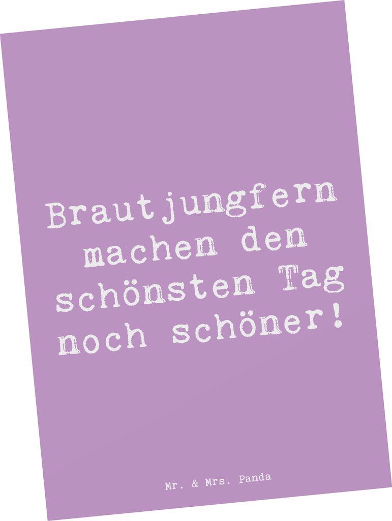 Mr. & Mrs. Panda Postkarte Spruch Brautjungfern Wunder - Lavendeltraum - Geschenk, bildkarte, handgefertigt, Postkarten, Heiraten, Ansichtskarten, ...