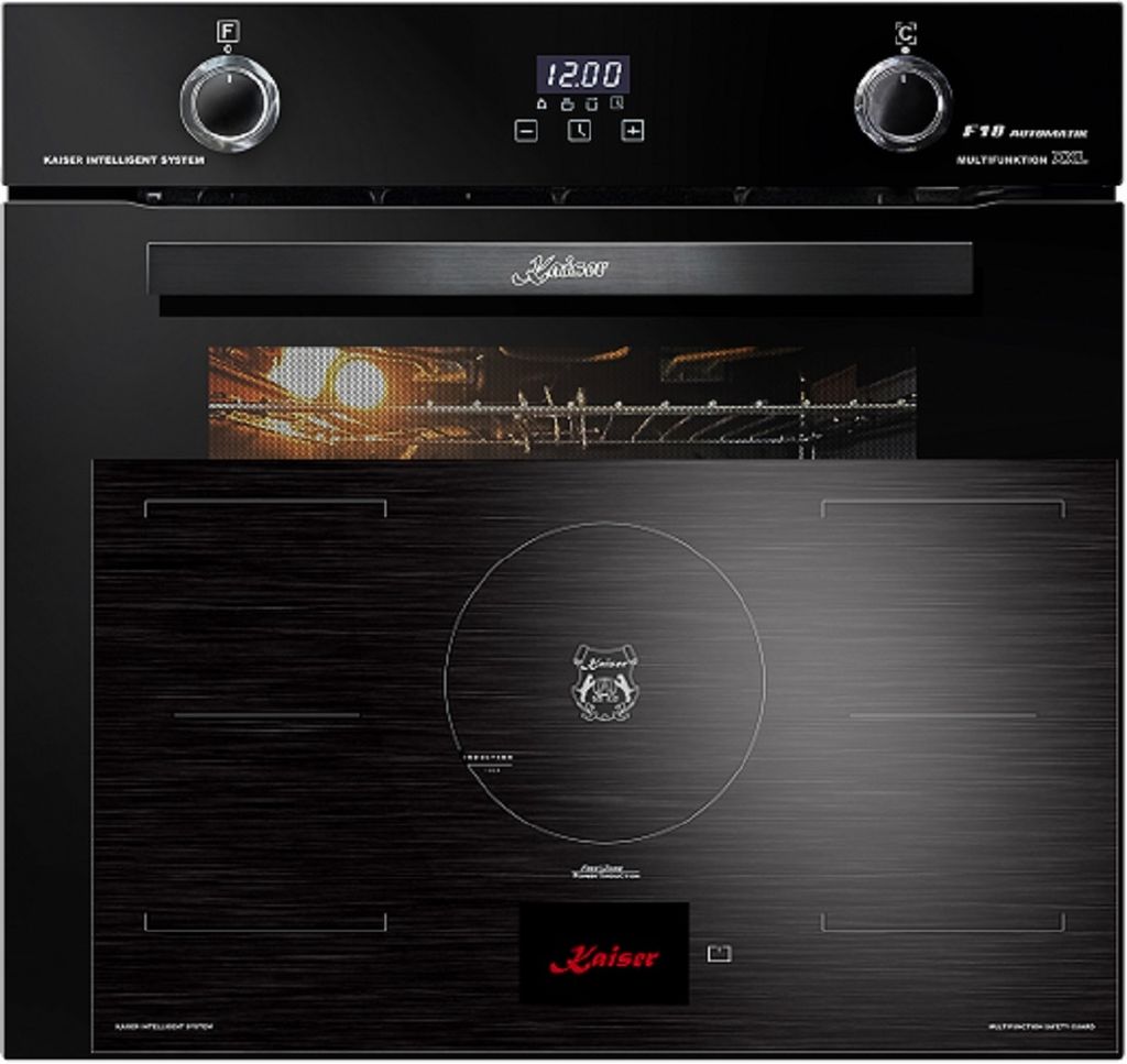 Herd Set Kaiser Autark Elektro Backofen EH 6367, Autark, 79L, Drehspieß, ,10Funktionen mit Induktionskochfeld KCT 9140 FI 90 cm TFT Display