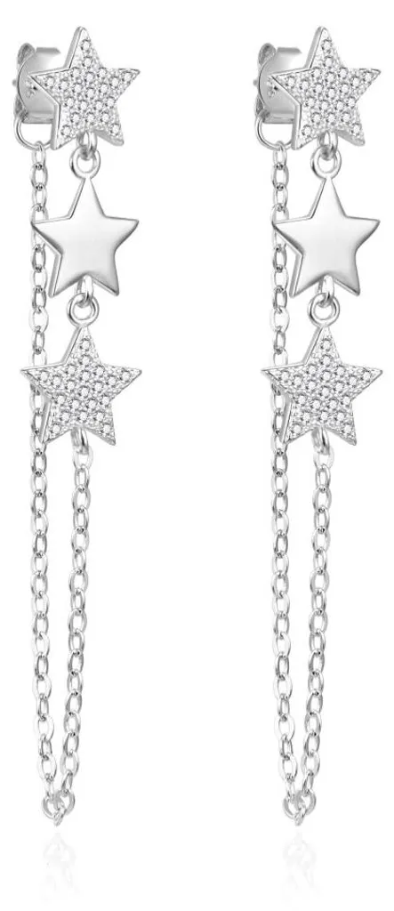Boucles d'oreilles étoiles scintillantes en argent avec zircons longs