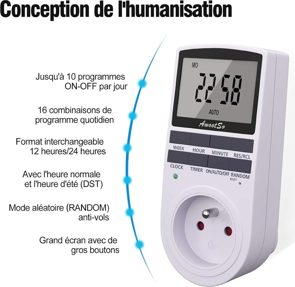 Programmierbare Steckdosen-Zeitschaltuhr 1 Stück, Energieeffizienter Timer Mit 10 Schaltungen, Ideal Für Haushaltsgeräte