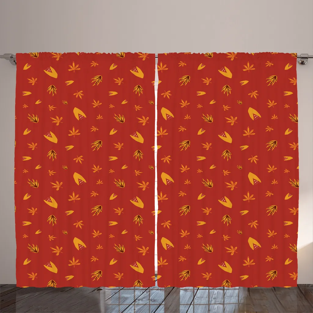 Rideau Floral 280x225 cm à Boucles et Crochets Coloris Paprika Jaune