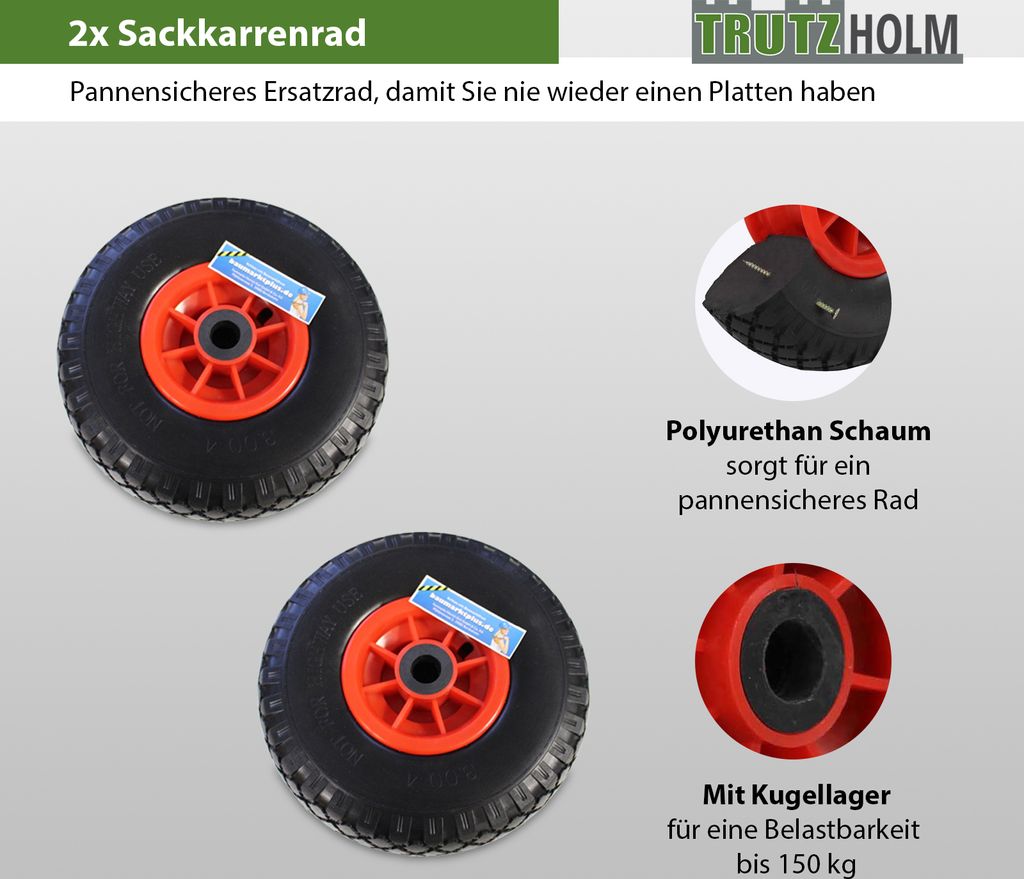 2x Sackkarrenrad Vollgummi 260 x 85 mm 3.00-4 Produktbild 2