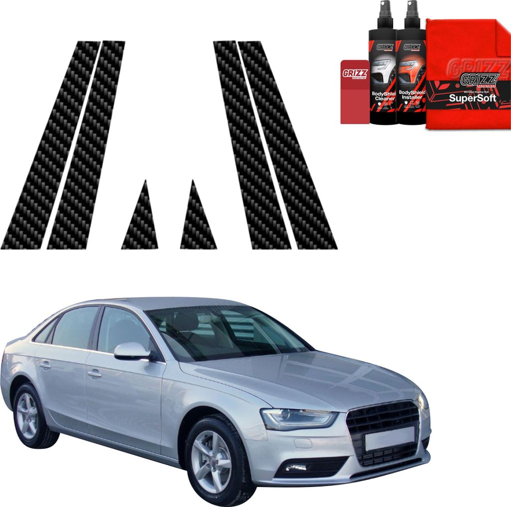 6in1 Kohlenstoff Schutzfolie Grizz Protector für B-C-Säule - Audi A4 B8 Sedan Facelifting (2011-2015)