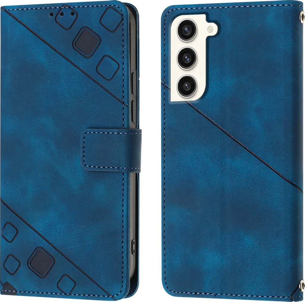Custodia per Samsung Galaxy S23+ in rilievo Custodia a portafoglio in pelle flip con funzione stand blu