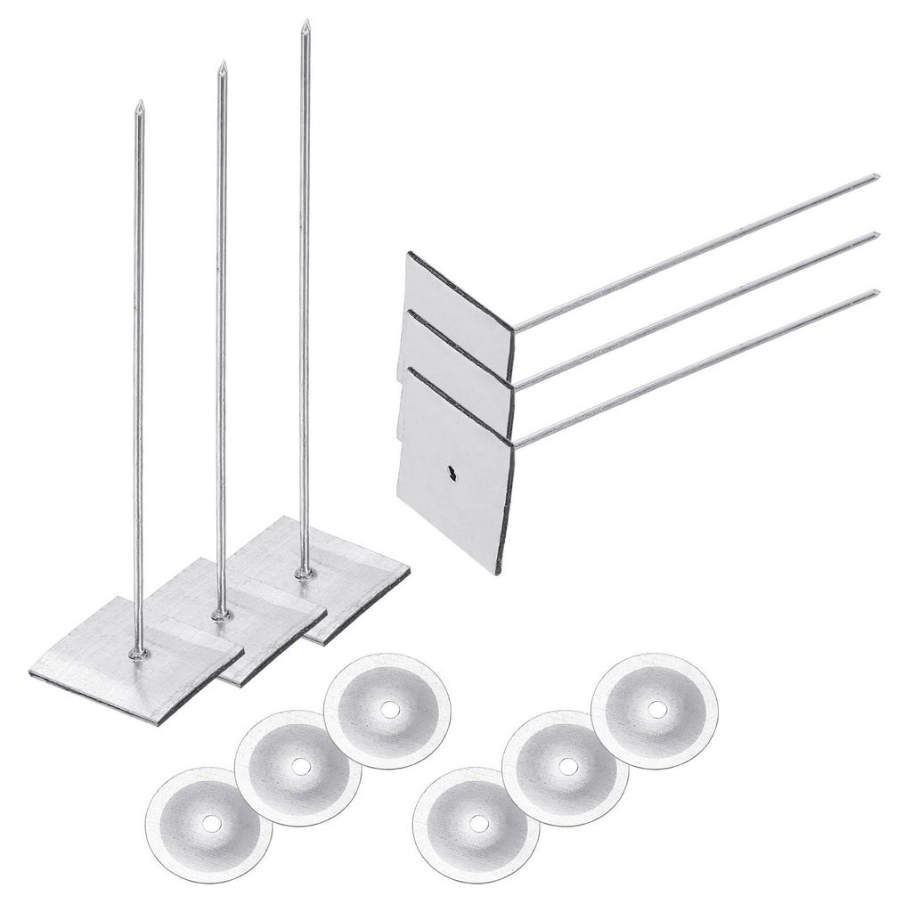 100 mm selbstklebende Isolierstifte, 50 Sets, 0,95 Zoll Ringe, Aluminium-Isolierhaken, runde Ringe für Dämmplatten, Wände, Böden und Decken.