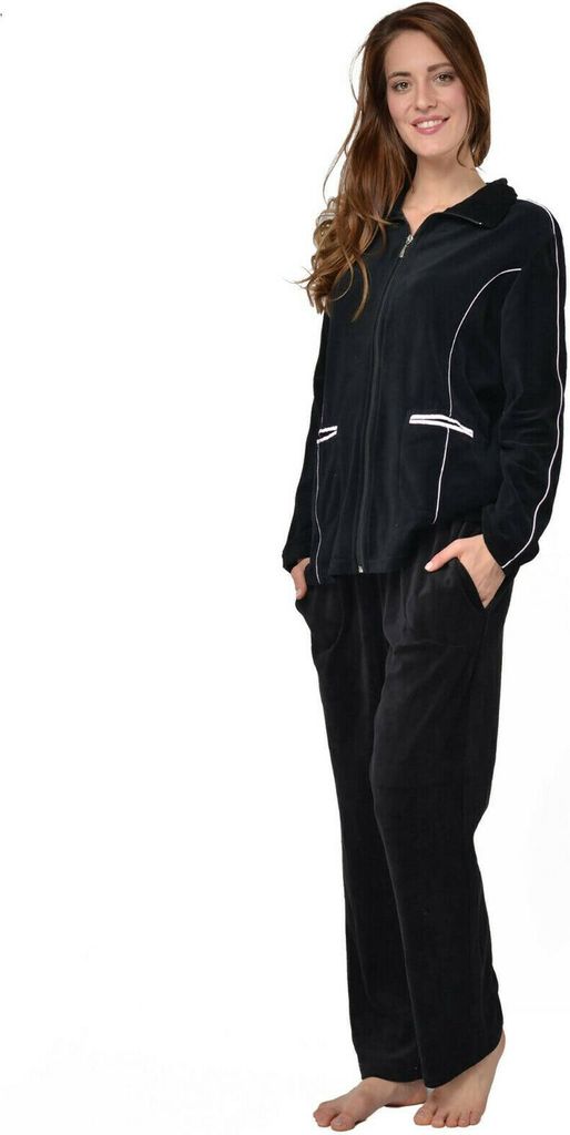 RAIKOU Damen Baumwolle Schlafanzug 40/42 Velours Produktbild 