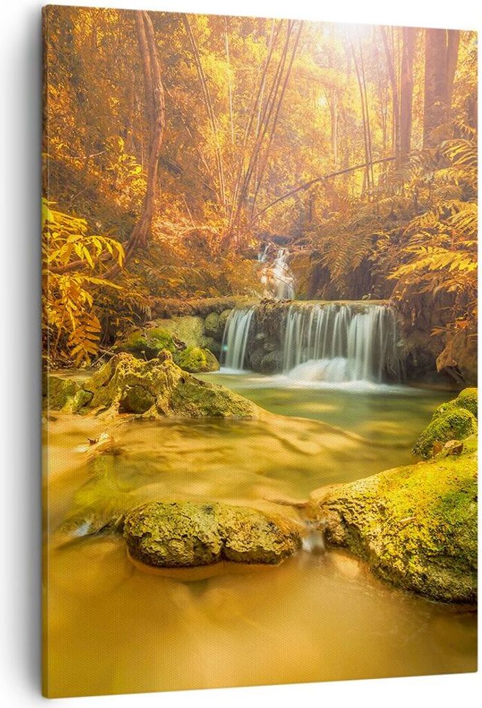 Bild auf Leinwand - Leinwandbild - Einteilig - Wald Bach Tropen Natur - 50x70cm - Wand Bild - Wanddeko - Wandbilder - Leinwanddruck - Wanddekoratio...