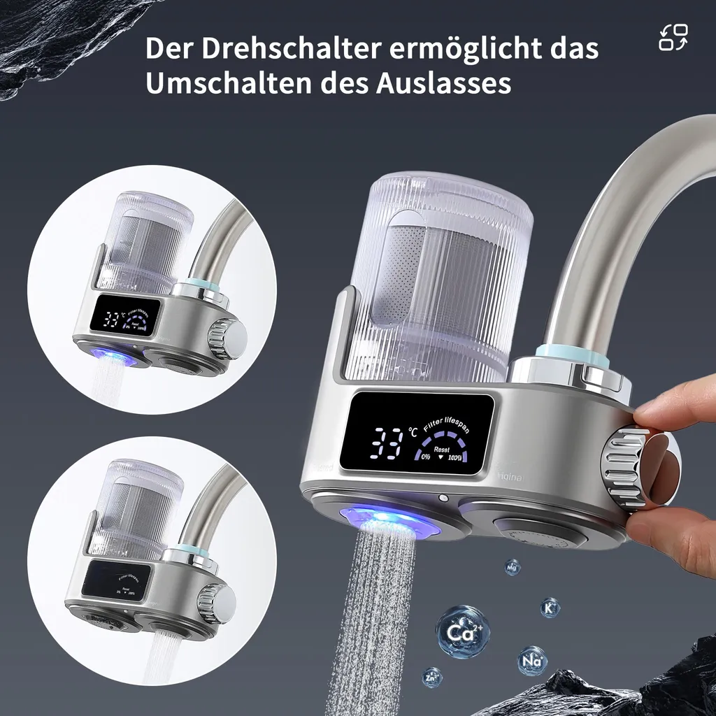 Filtre à eau robinet cuisine stérilisant élimine chlore et plomb - Gris - 5