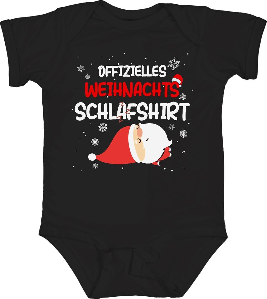 Offizielles Weihnachts-Schlafshirt Weihnachtsmann Santa - Weihnachten Xmas Christmas Unisex Baby Body, Schwarz, 3/6