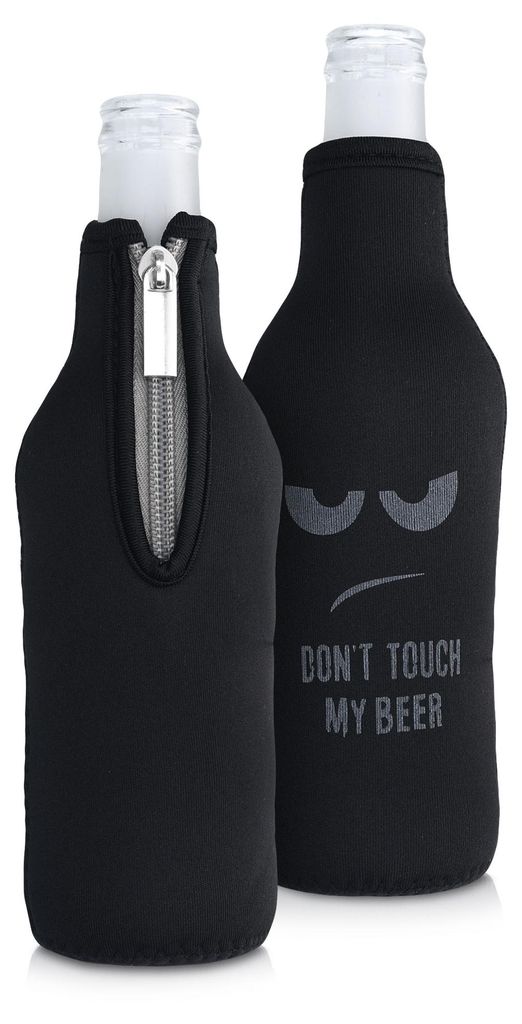 kwmobile 2x 330ml Flasche Flaschenkühler - für Bier andere Getränke - Neopren Kühler Don't touch my beer Weiß Schwarz