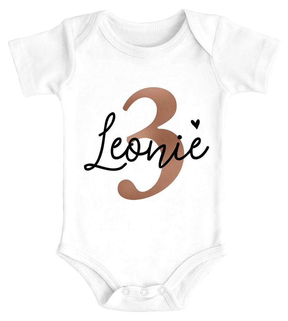 Baby Body mit Name zum Geburtstag Geburtstags-Shirt personalisierbar mit Namen Alter 1-3 Baumwolle SpecialMe 3 Jahre weiß 0-3 Monate
