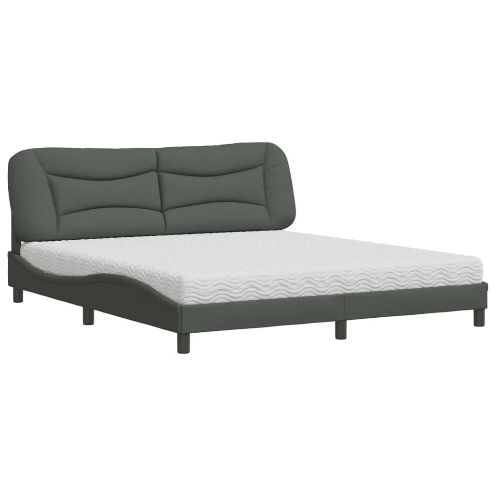 (Robust Möbel)Bett Modernes/Doppelbett - Polsterbett Erwachsene/r /Kind - mit Matratze "Hvar" Dunkelgrau 180x200cm Stoff - Klassische Betten D...