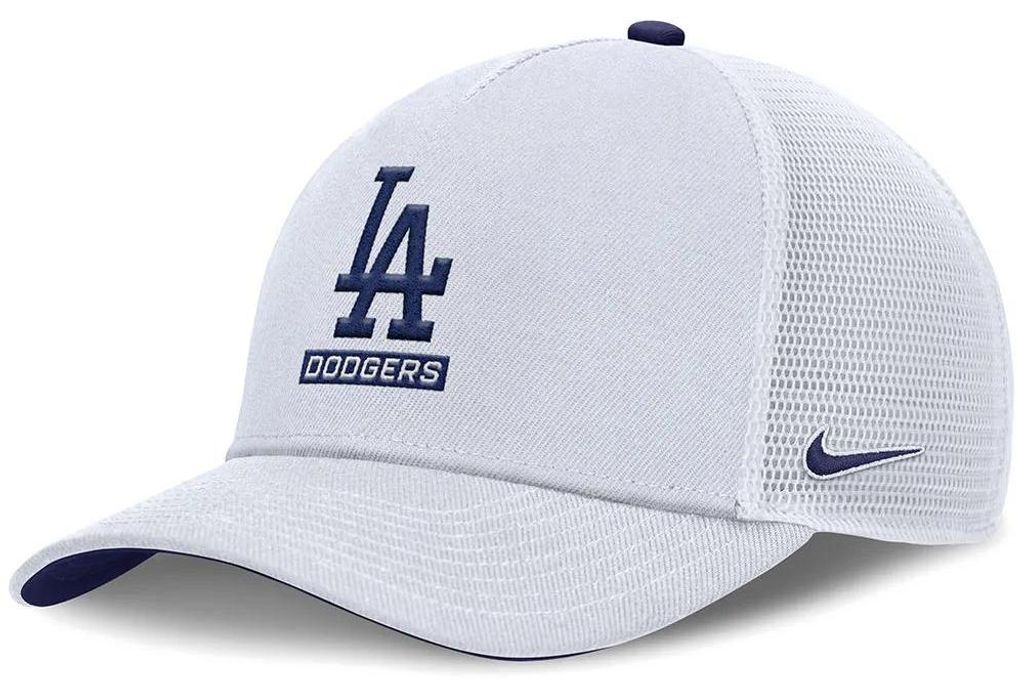 Nike Mlb La Dodgers Primetime Dri-fit Rise Structured 5 Panel Trucker-kappe Weiß M-L Weiß M-L