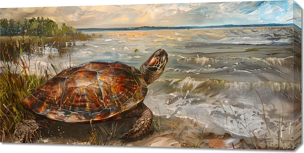 Tableau Tortue Marine 100 x 50 cm pour Décoration Chambre ou Salon