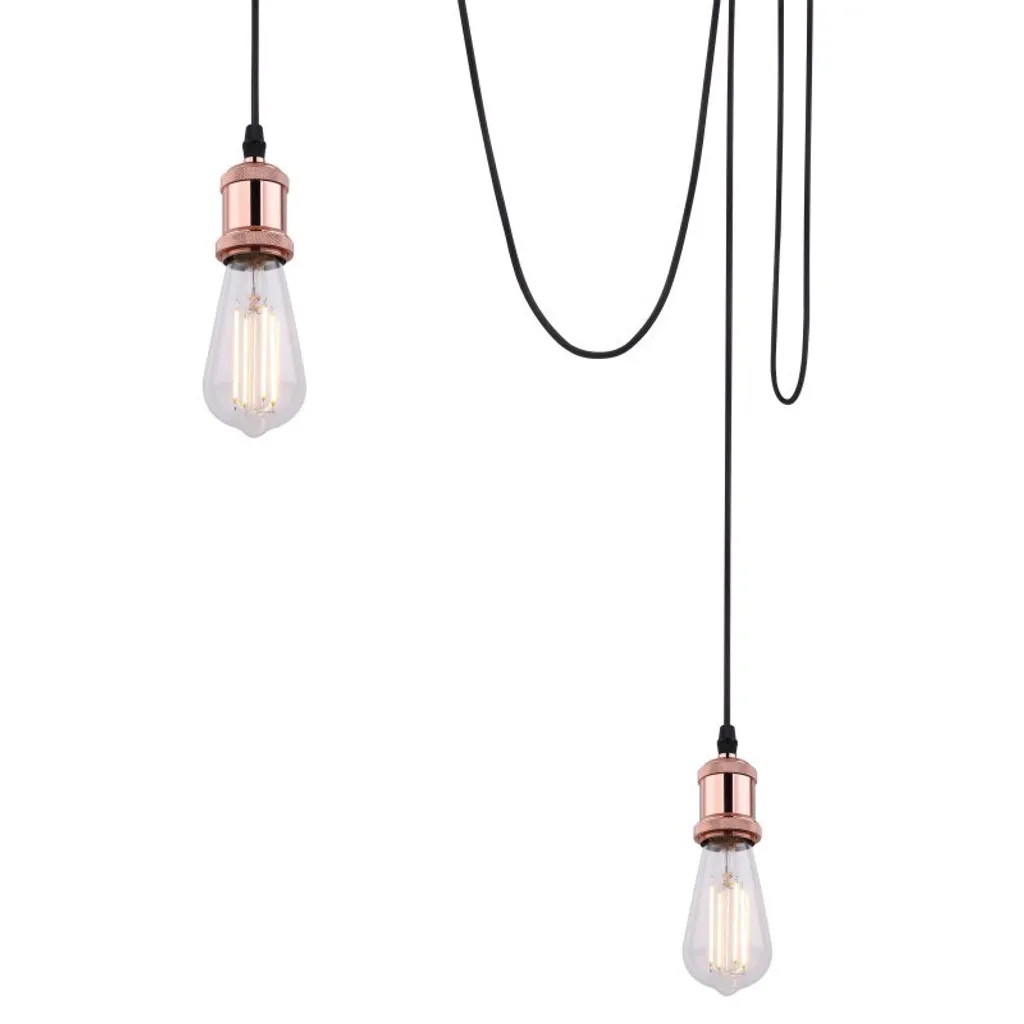 Lampe à suspendre 3 feux métal cuivré brillant Globo Lighting culot E27 - 9