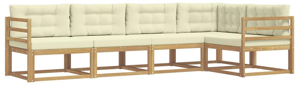 vidaXL Outdoor-Sofagarnitur mit Kissen 4 pcs Weiß und Creme Polyester