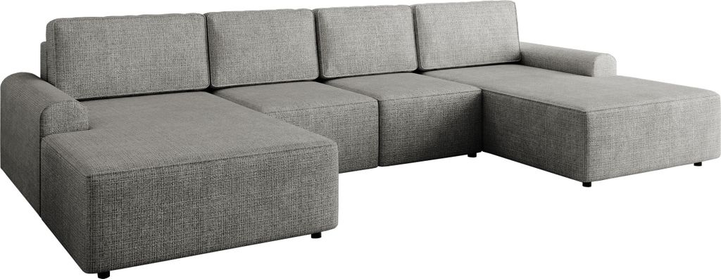 MIRJAN24 Wohnlandschaft Bella XL, Wohnzimmer U-Form, Seite Universal, Ecksofa mit Schlaffunktion und Bettkasten (Farbe: Sierra 748)