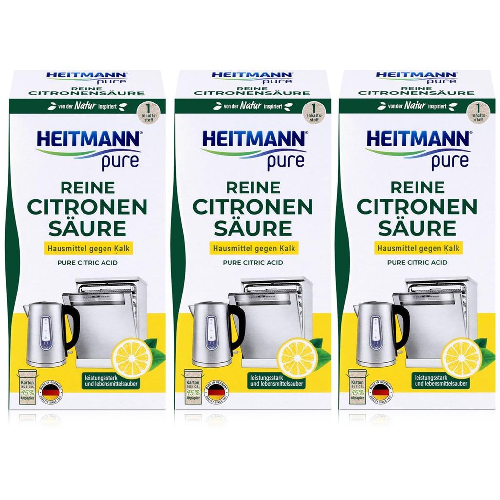 Heitmann pure Reine Citronen Säure 350g - Universell gegen Kalk (3er Pack)
