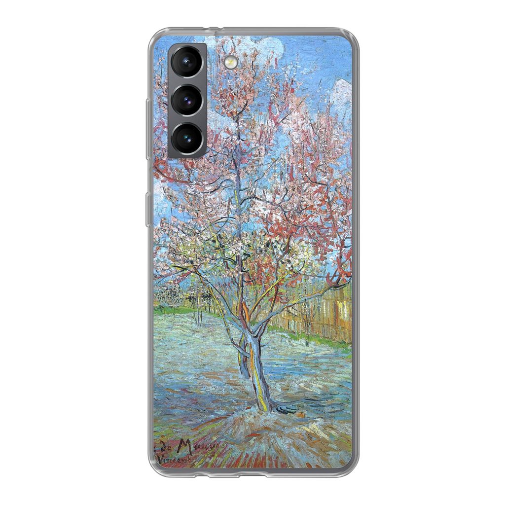 MuchoWow Handyhülle Schutzhülle Hülle für Samsung Galaxy S21 Der rosa Pfirsichbaum - Vincent van Gogh Silikon Softcase Handy Hülle - Softcase