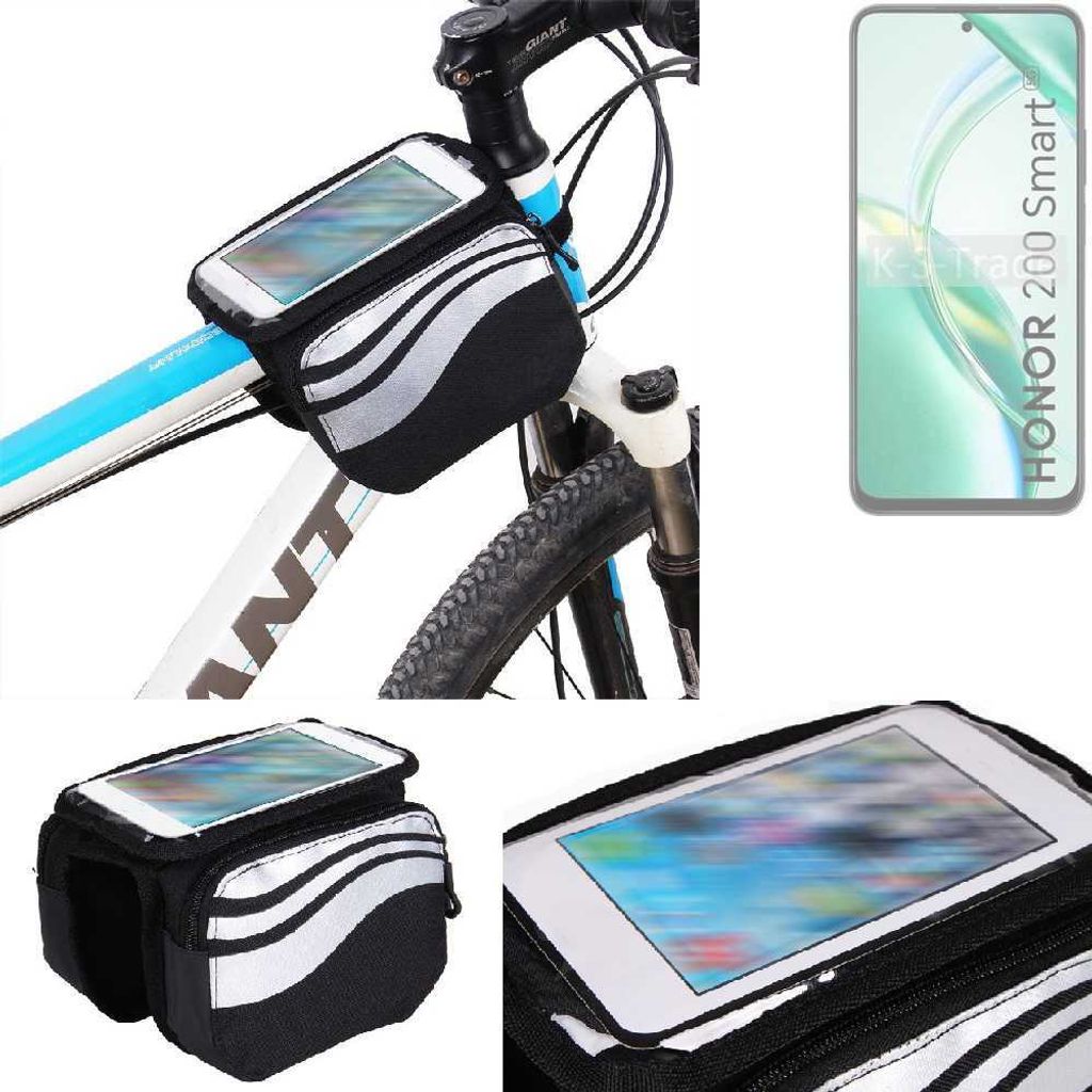 K-S-Trade Rahmentasche Fahrrad-Halterung kompatibel mit Honor 200 Smart Rahmenhalterung Fahrrad Handyhalterung Fahrradtasche Handy Smartphone