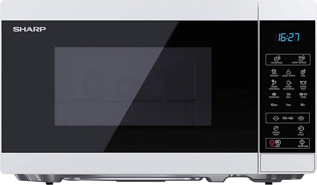 SHARP YC-MG02E-S Mikrowelle mit Grill (Mikrowelle: 800W, Grill: 1000W, 11 Leistungsstufen, silber