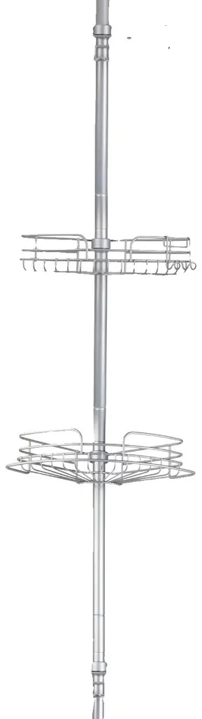 Serviteur de douche télescopique argenté avec 4 tablettes stables