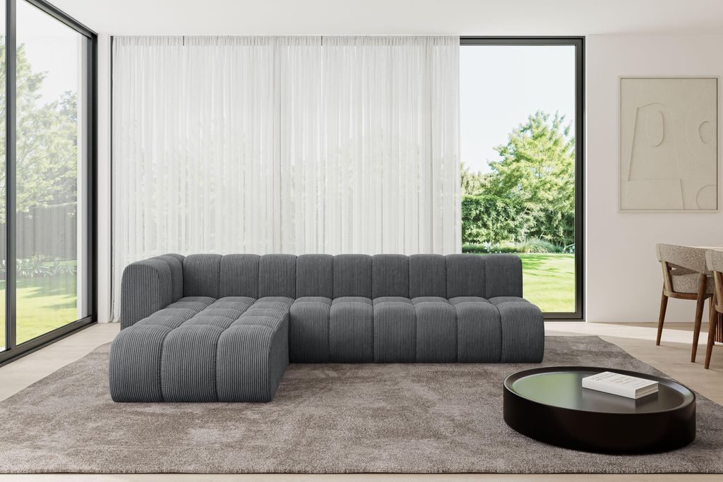 ALTDECOR Modulares Sofa Ecksofa in L-Form - Darnel-L2 - 296x177x70 cm Dunkelgrau - Corner modular Sofa Eckcouch Couch Wohnlandschaft Cauchsofa Bode...