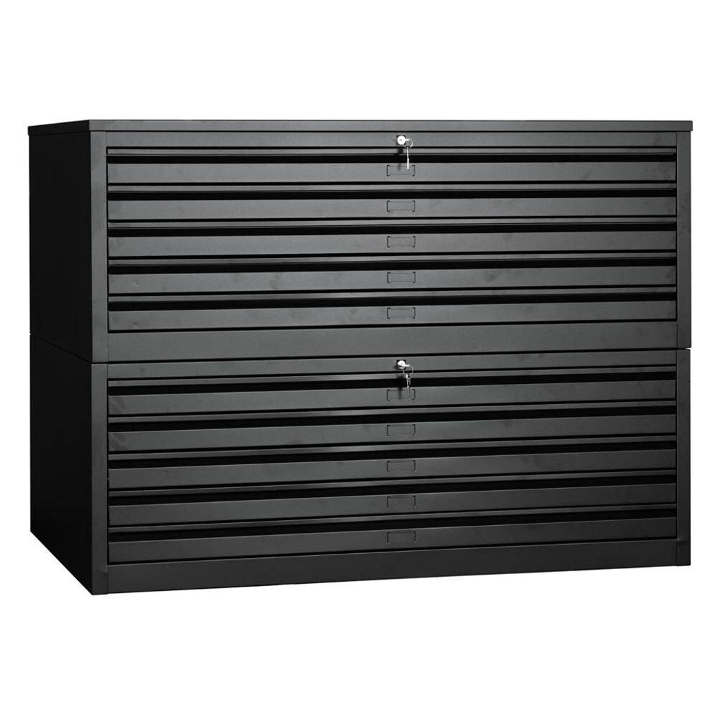 Gürkan Planschrank schwarz 10 Schubladen 140,0 x 95,0 x 105,0 cm