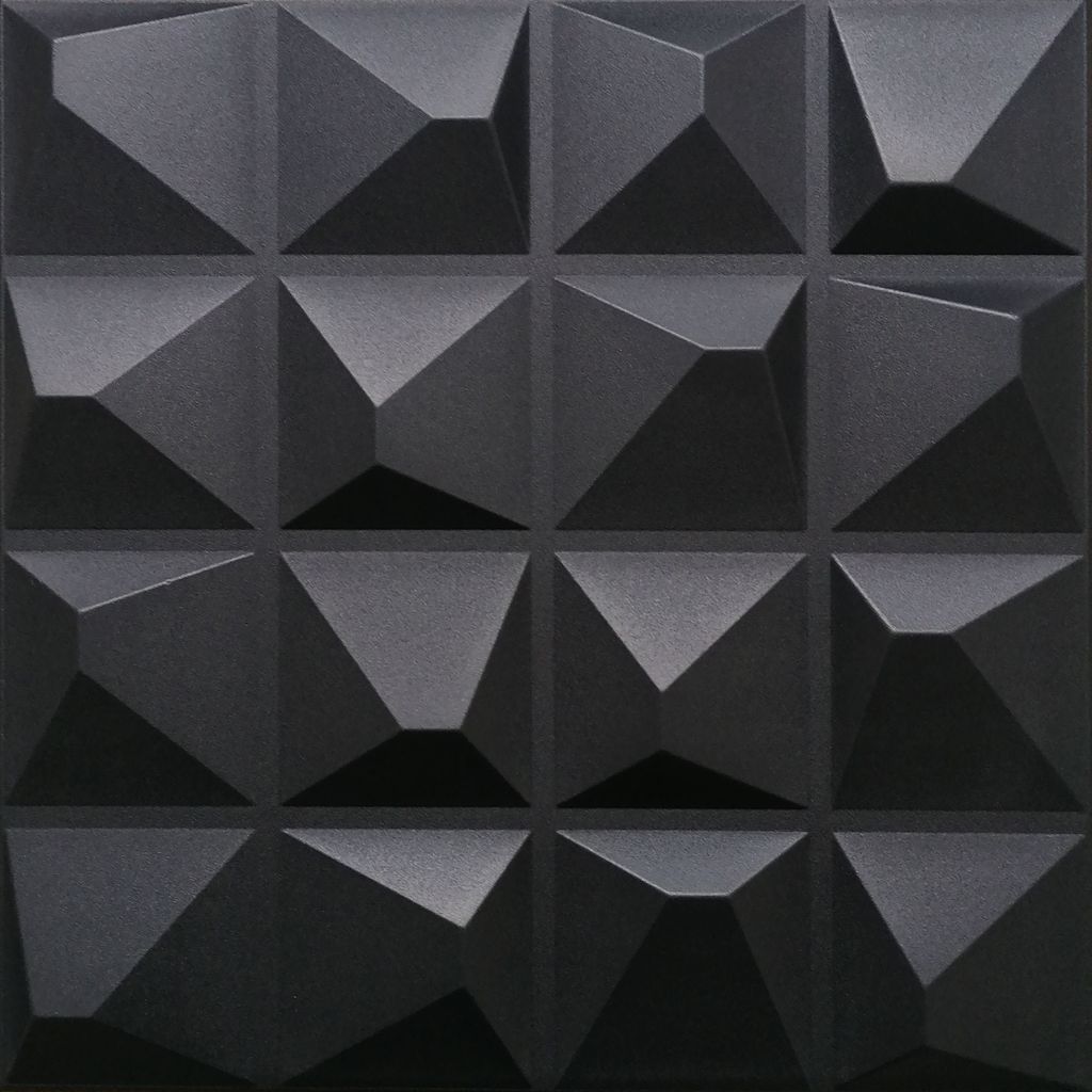 DECCART | 3D Wandpaneele & Deckenpaneele | SET 48x 50x50cm | 12 m² | Dekorative Schaumstoff-Kasetondecken | Schwarz