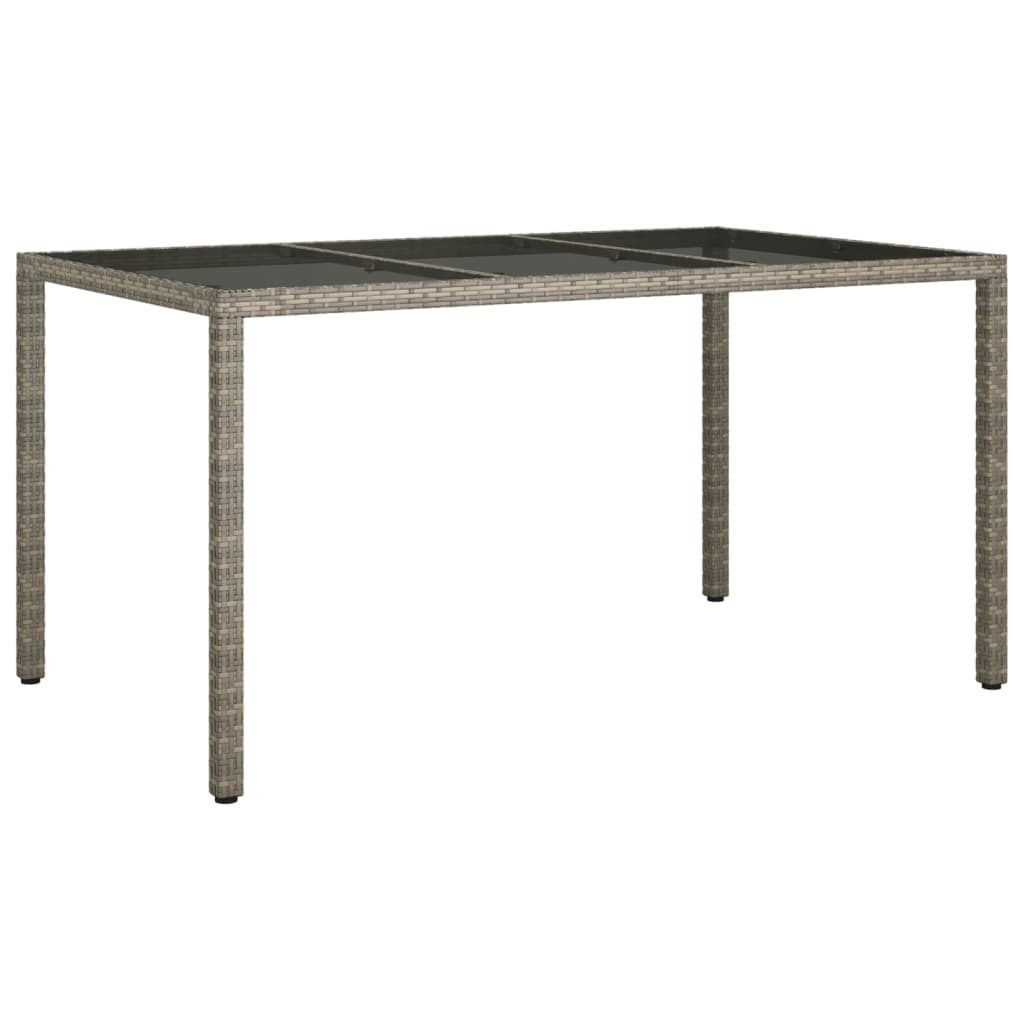vidaXL Gartentisch 150x90x75 cm Hartglas und Poly Rattan Grau