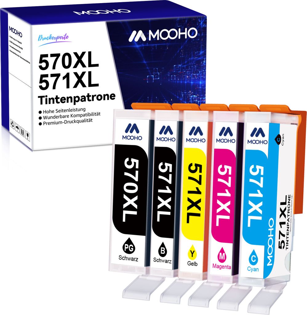 5PK Canon 570XL 570 XL Hohe Kapazität Kompatible Tintenpatrone für PGI-570 CLI-571 XL als Ersatz für Pixma MG5750 MG5751 MG5752 MG5753