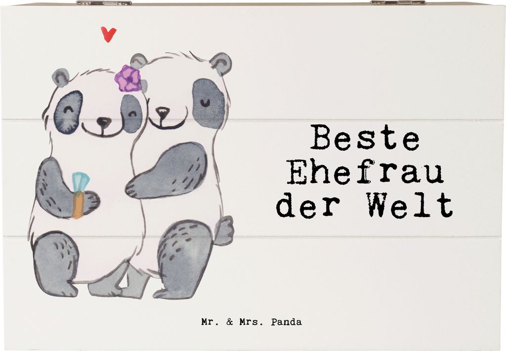 Mr. & Mrs. Panda Geschenkbox Panda Beste Ehefrau der Welt 22 x 15 cm - Weiß - Geschenk, Frau, Hochzeit, fotobox, Freundin, Schatzkiste, geschenkki...