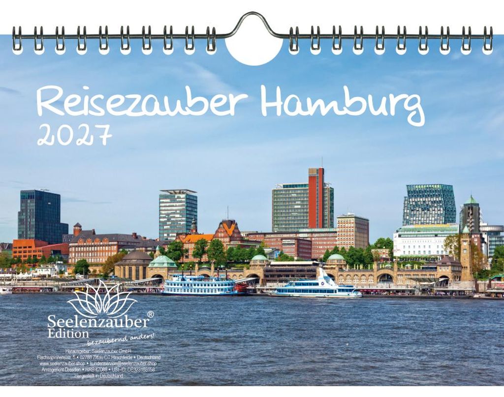 Reisezauber Hamburg DIN A5 Kalender für 2027 Hafen Reeperbahn Deutschland - Seelenzauber