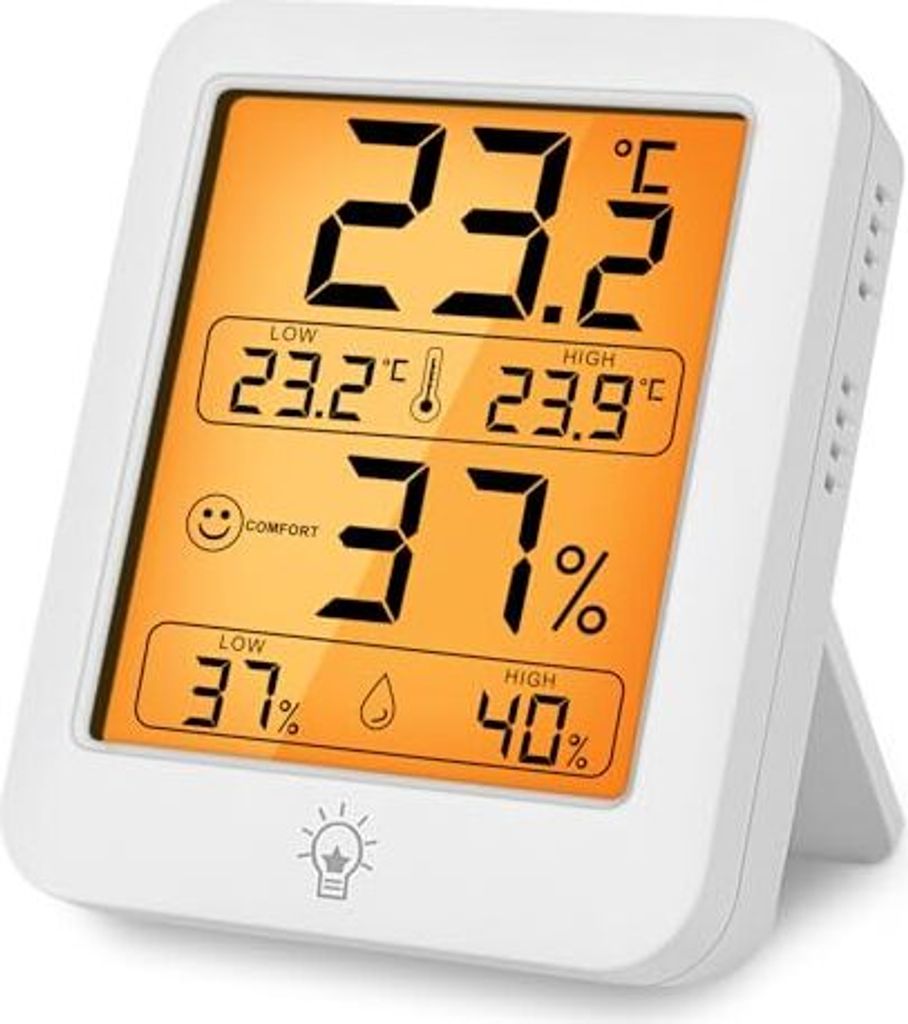 HOTUT Digitales Thermometer Hygrometer, Hintergrundbeleuchtung in Innenräumen, 5S-Feuchtigkeitsmessgerät für Schnelle Reaktion Temperatur, draht...